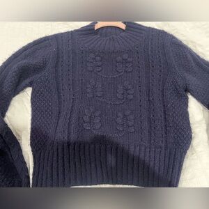 Doen Baby Alpaca soft Sweater Navy XS perfect for fall! Crochet pattern floral